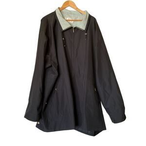 CBO New York Woman's Black Lined Coat Zip Up Size 6X Light Blue Trim